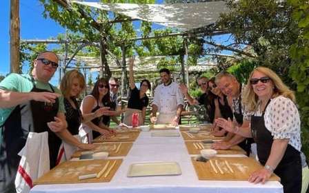 Cooking Class in Positano with Mozzarella and Li Galli View